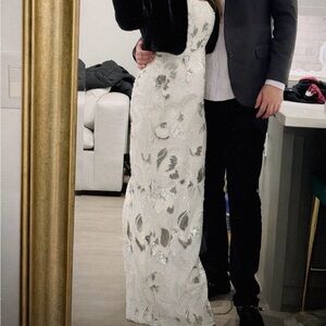 Helsi Elegant Strapless White and Silver Dress